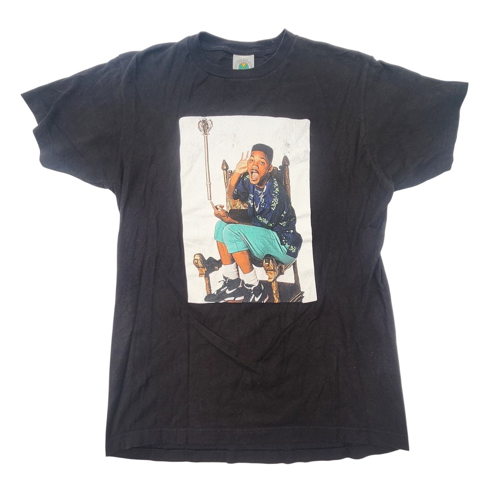 Cross Colours Will Smith Fresh Prince of Bel-Air Black Graphic T-Shirt Mens M